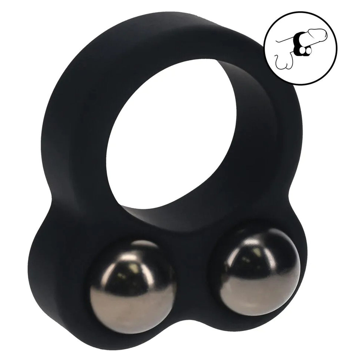 Levelz - Liquid Silicone Double Weighted Ball Cockring - Black