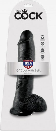 King Cock Cock With Balls Black 10in