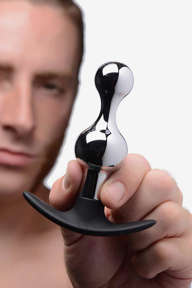 Dark Drop Metal & Silicone Beaded Anal Plug