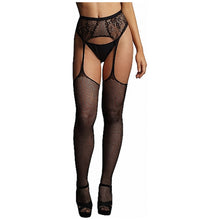 Le Désir - Fishnet And Lace Garterbelt Stockings - Black - OS