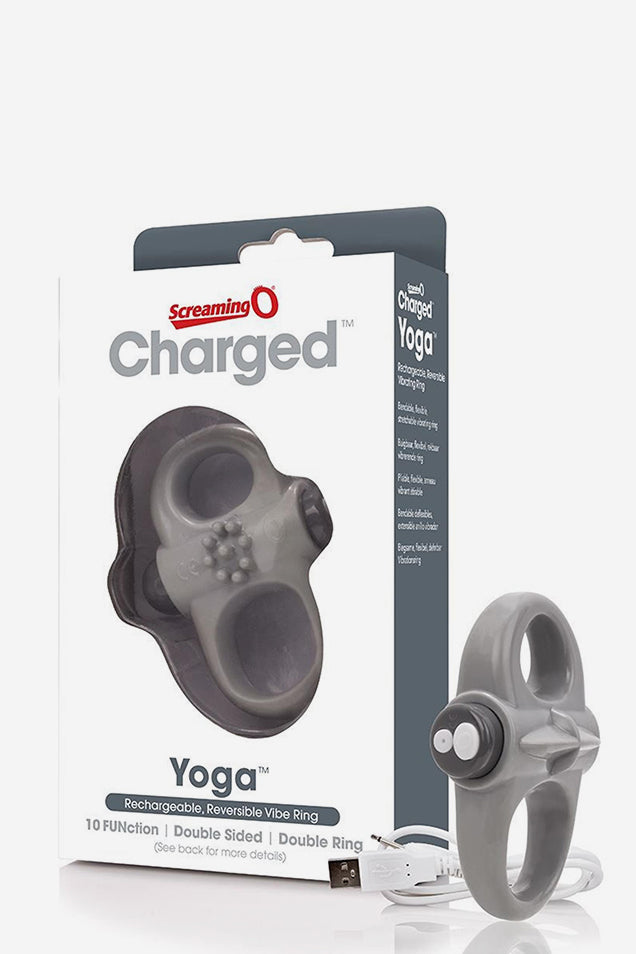 Screaming O Charged Yoga Vibrating Cock Ring Grey