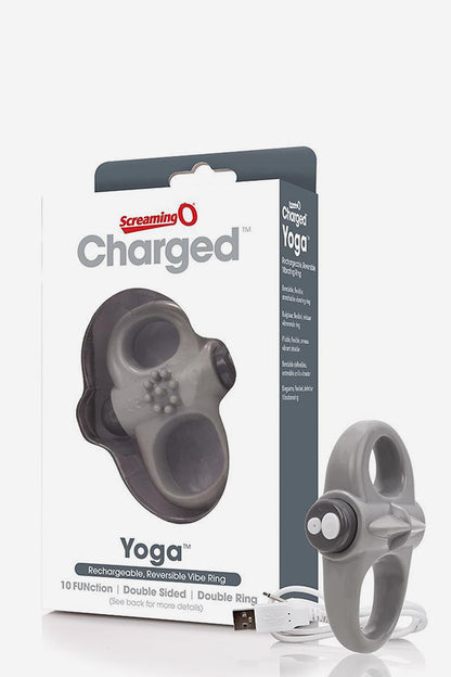 Screaming O Charged Yoga Vibrating Cock Ring Grey